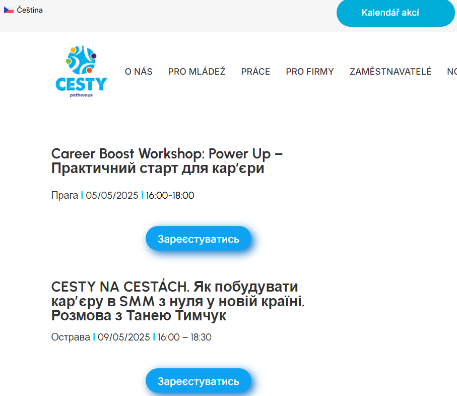 Актуальні безоплатні програми від Skills Alliance for Ukraine 2 Розклад подій за програмою «Cesty»